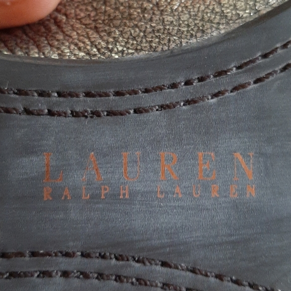 LAUREN by RL Pewter flats sz 5.5 leather metallic - Picture 3 of 11
